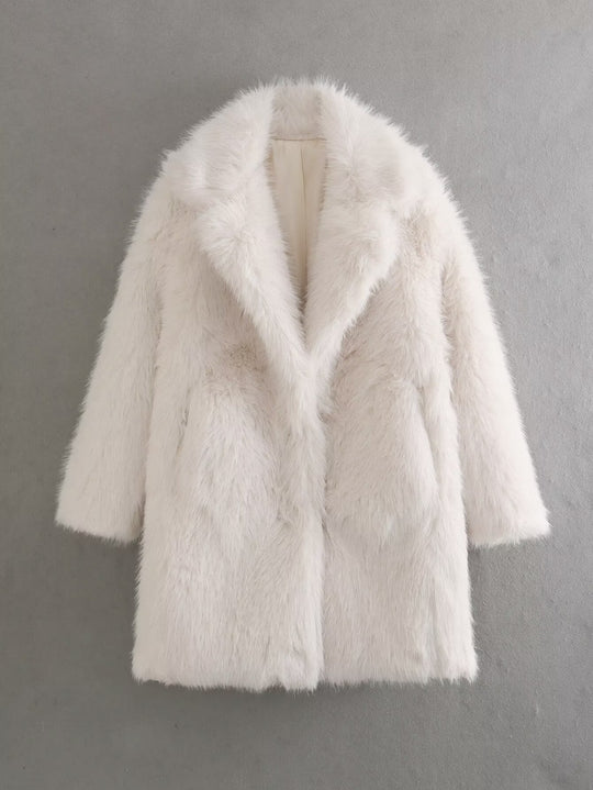 Damen Fleece-Mantel mit doppeltem Revers EB