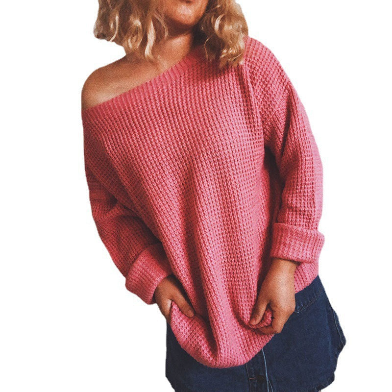 Damen lässiger Strickpullover im modernen Netzdesign EB