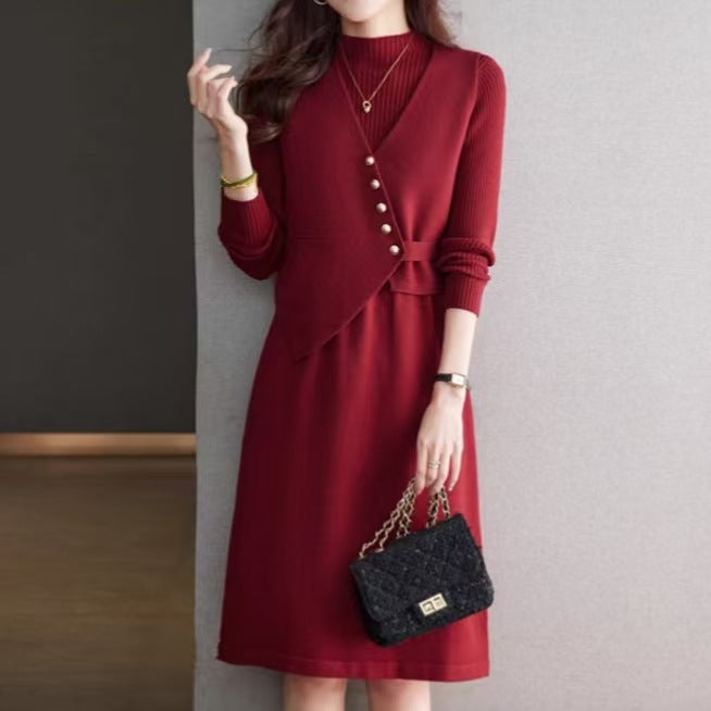 Damen Kombination aus Strickkleid und Weste EB