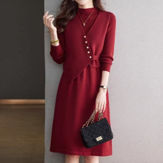 Damen Kombination aus Strickkleid und Weste EB