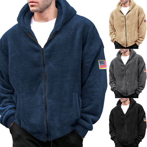 Herren kuscheliger Fleece-Hoodie mit Kapuze und Reißverschluss EB