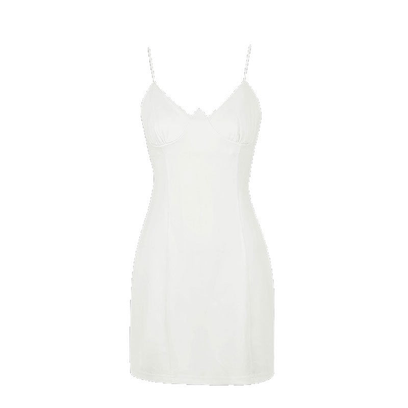 Damen Minikleid mit zarten Spaghettiträgern und figurbetontem Schnitt EB