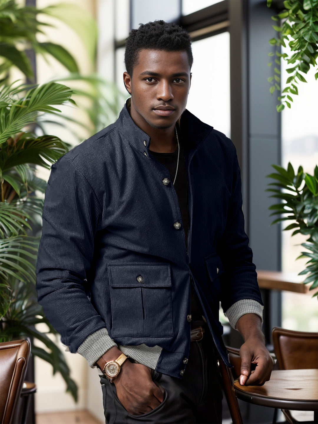 Herren moderne Cordjacke mit praktischen Taschen EB