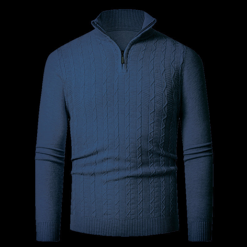 Herren Strickpullover mit modernem Kragen und Reißverschluss EB