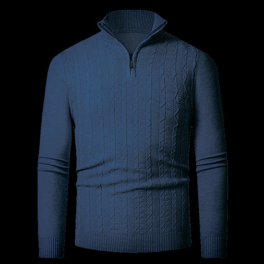 Herren Strickpullover mit modernem Kragen und Reißverschluss EB