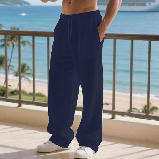 Herren Bequeme Strandhose mit seitlichen Taschen und elastischem Bund EB