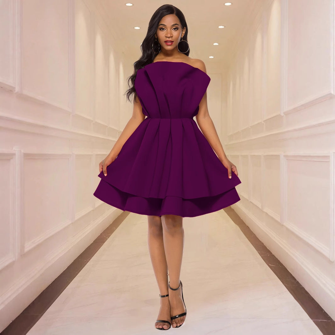 Damen Glamouröses Cocktailkleid mit voluminösen Rüschen EB