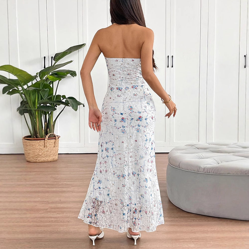 Damen Maxikleid im romantischen Spitzen-Look mit floralen Mustern EB