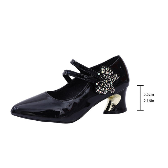Damen Mary-Jane Pumps mit doppeltem Riemen, spitzer Kappe und skulptiertem Absatz EB