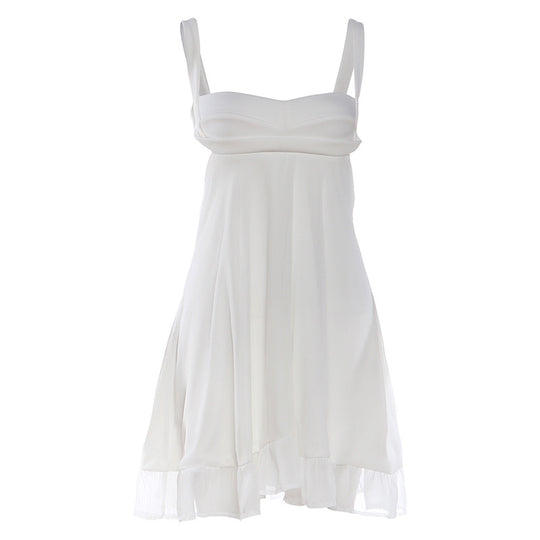 Damen Chiffonkleid mit fließendem Saum und herzförmigem Ausschnitt EB