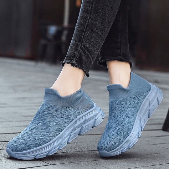 Damen Bequeme High-Top Sneakers mit elastischem Strickoberteil EB