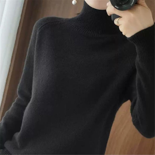 Damen weicher Rollkragenpullover aus feiner Merinowolle EB