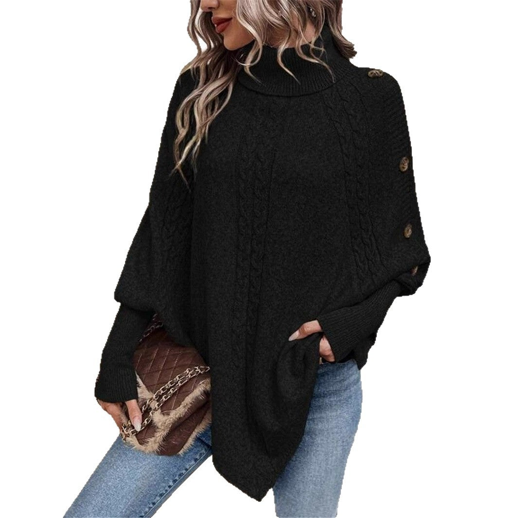 Damen oversized Strickpullover mit modernem Zopfmuster und Knopfdetails EB
