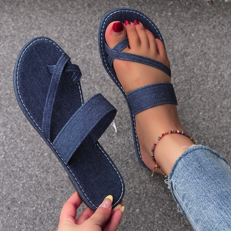 Damen bequeme Riemchen-Sandalen mit geflochtenem Design EB