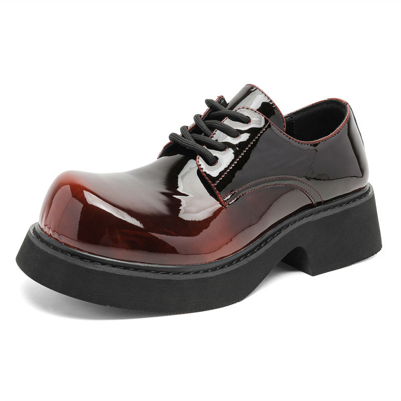 Damen Hochglänzende Schnürschuhe mit dicker Sohle und modischem Design EB