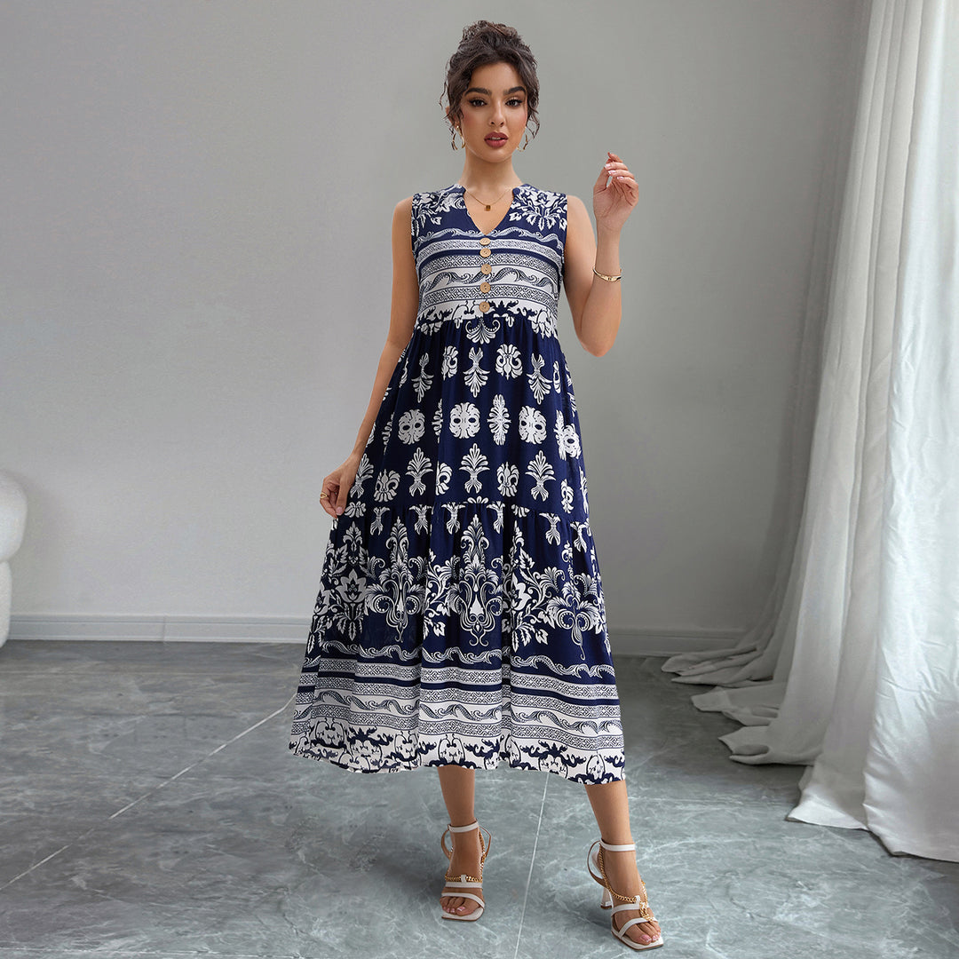 Damen Midikleid mit floralen Mustern EB