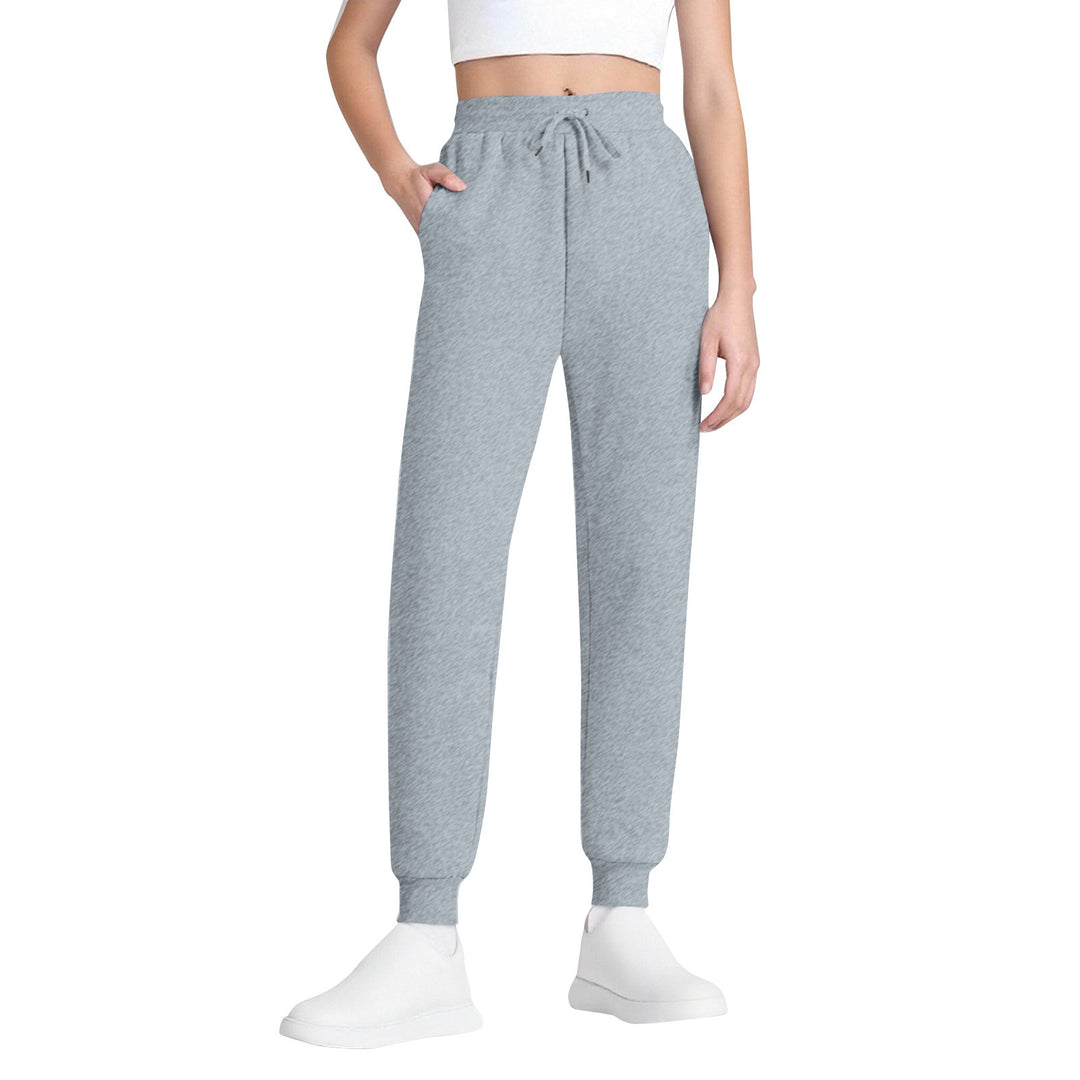 Damen nan schlanke hochgeschnittene Jogginghose mit Tunnelzug, Eingrifftaschen und Bündchen EB