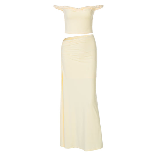 Damen Elegantes Wickeloberteil mit schwingendem Maxirock EB