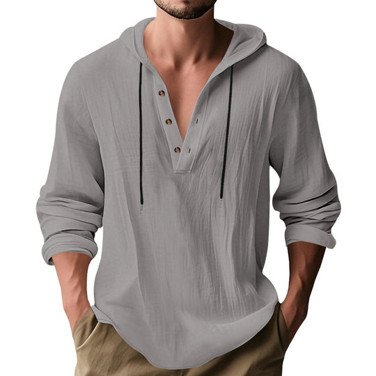 Herren Kapuzenshirt mit Knopfleiste und lässigem Schnitt EB