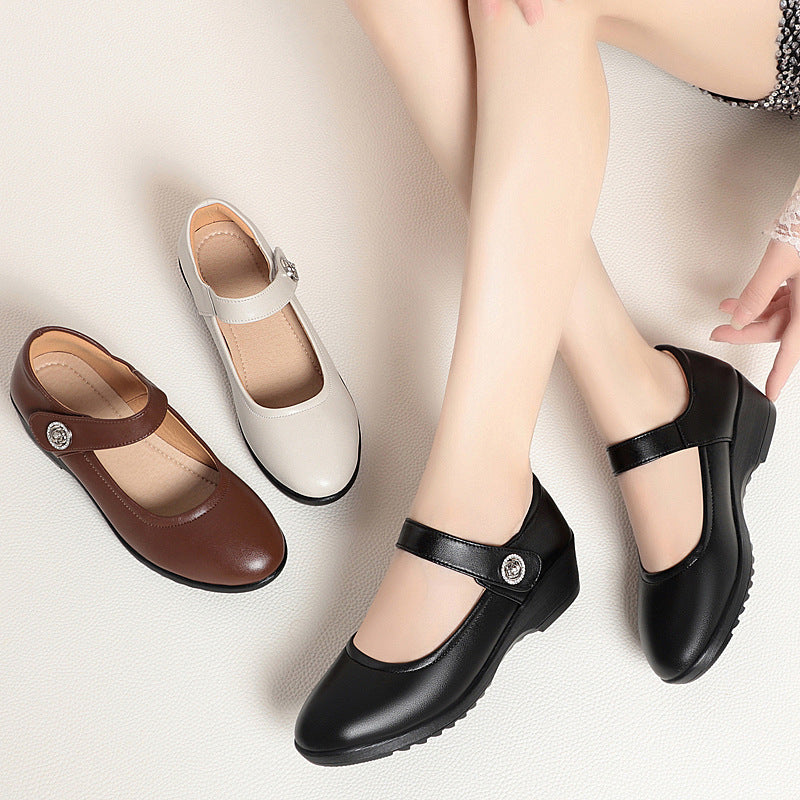Damen Mary Jane Ballerinas mit modischem Riemen und bequemem Absatz EB