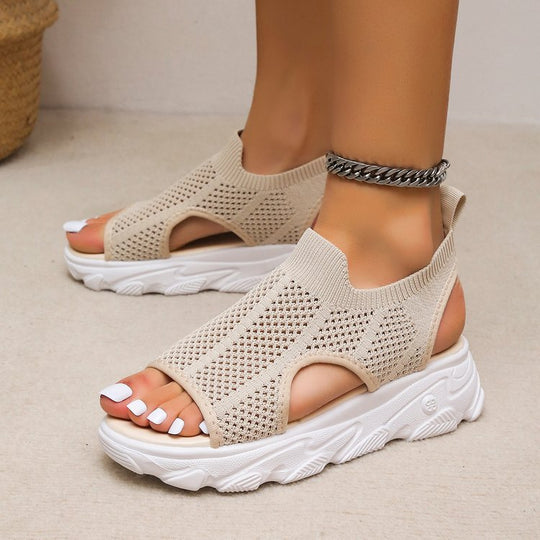 Damen Atmungsaktive Sport-Sandalen mit flexiblem Strickdesign und rutschfester Sohle EB