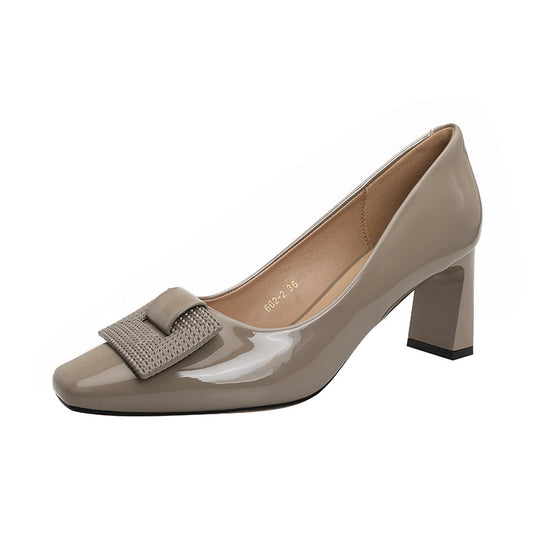 Damen elegante Blockabsatz-Pumps mit geschmackvollem Zierschleifen-Detail EB