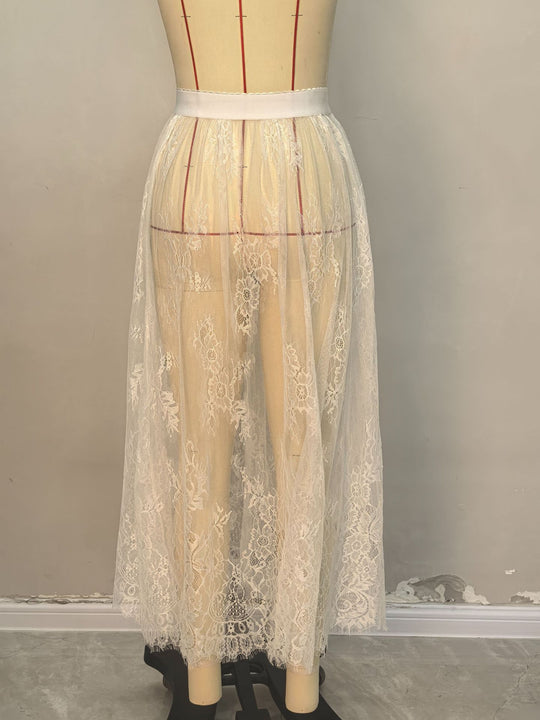 Damen Elegante Spitzen-Maxiröcke mit hohem Bund EB