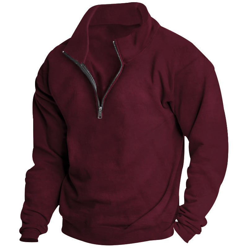 Herren Sportlicher Stehkragenpullover mit Reißverschluss EB