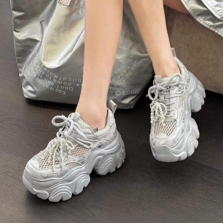 Damen Modische Chunky Sneakers mit atmungsaktiver Mesh-Oberfläche und dämpfender Sohle EB