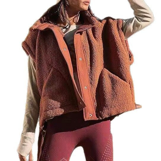 Damen weiche Teddy-Weste mit praktischem Schnitt EB