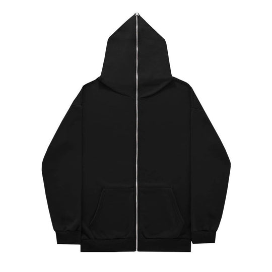 Unisex nan minimalistisch strukturierter Kapuzenzipper mit spitzer Kapuze, Kängurutasche und verstärkten Bündchen EB