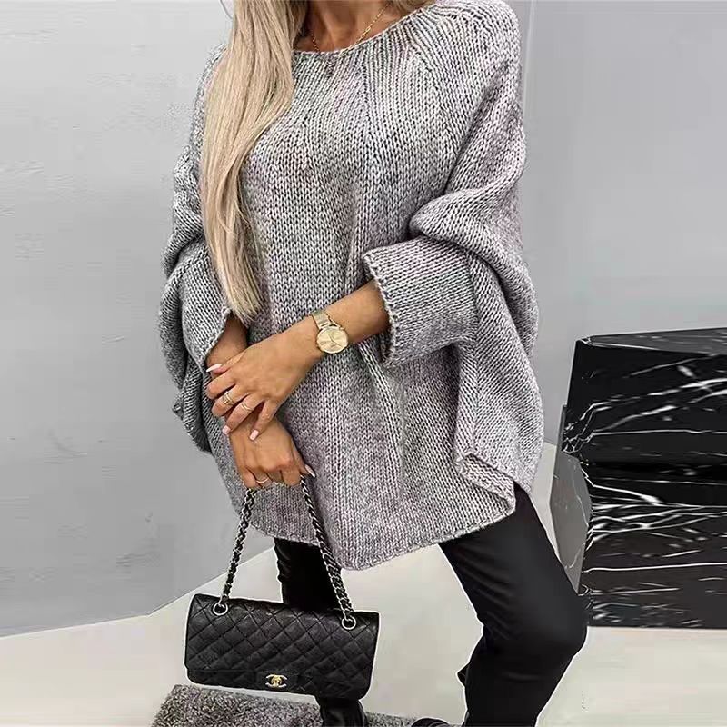 Damen legerer Strickpullover mit weitem Schnitt und modischem Design EB