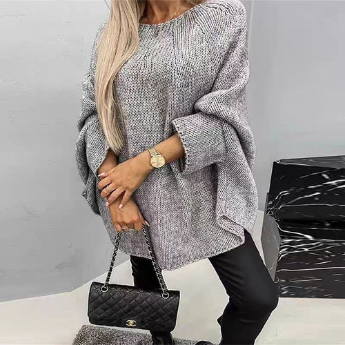 Damen legerer Strickpullover mit weitem Schnitt und modischem Design EB