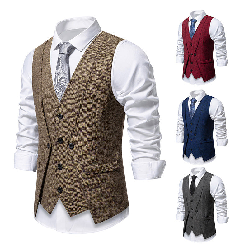 Herren elegante Anzugweste mit strukturiertem Hahnentritt EB