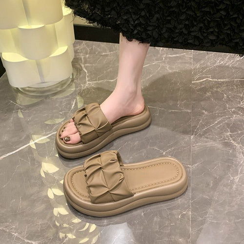 Damen bequeme Mules mit elegantem Rüschendesign EB