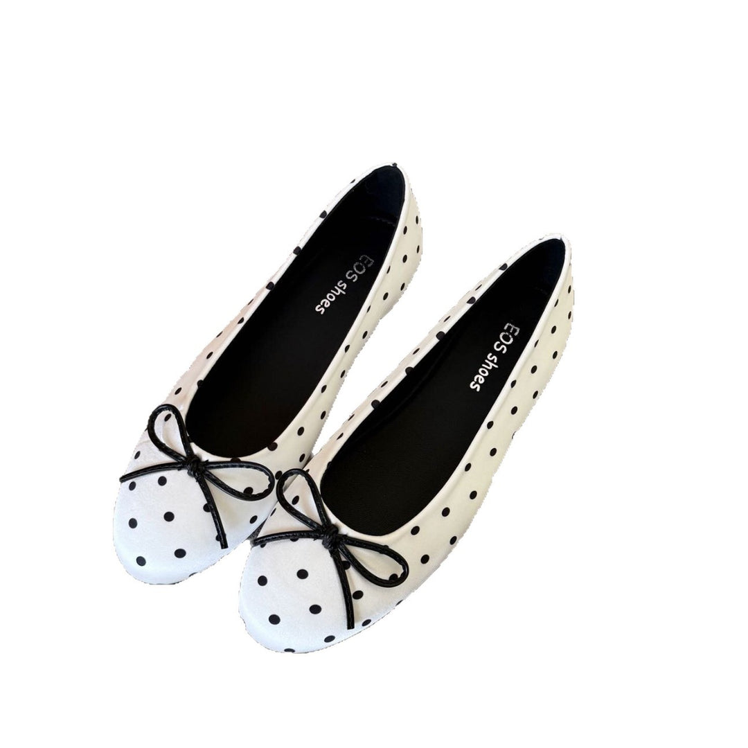 Damen Ballerinas mit modischem Punkte-Design und dekorativem Schleifenakzent EB