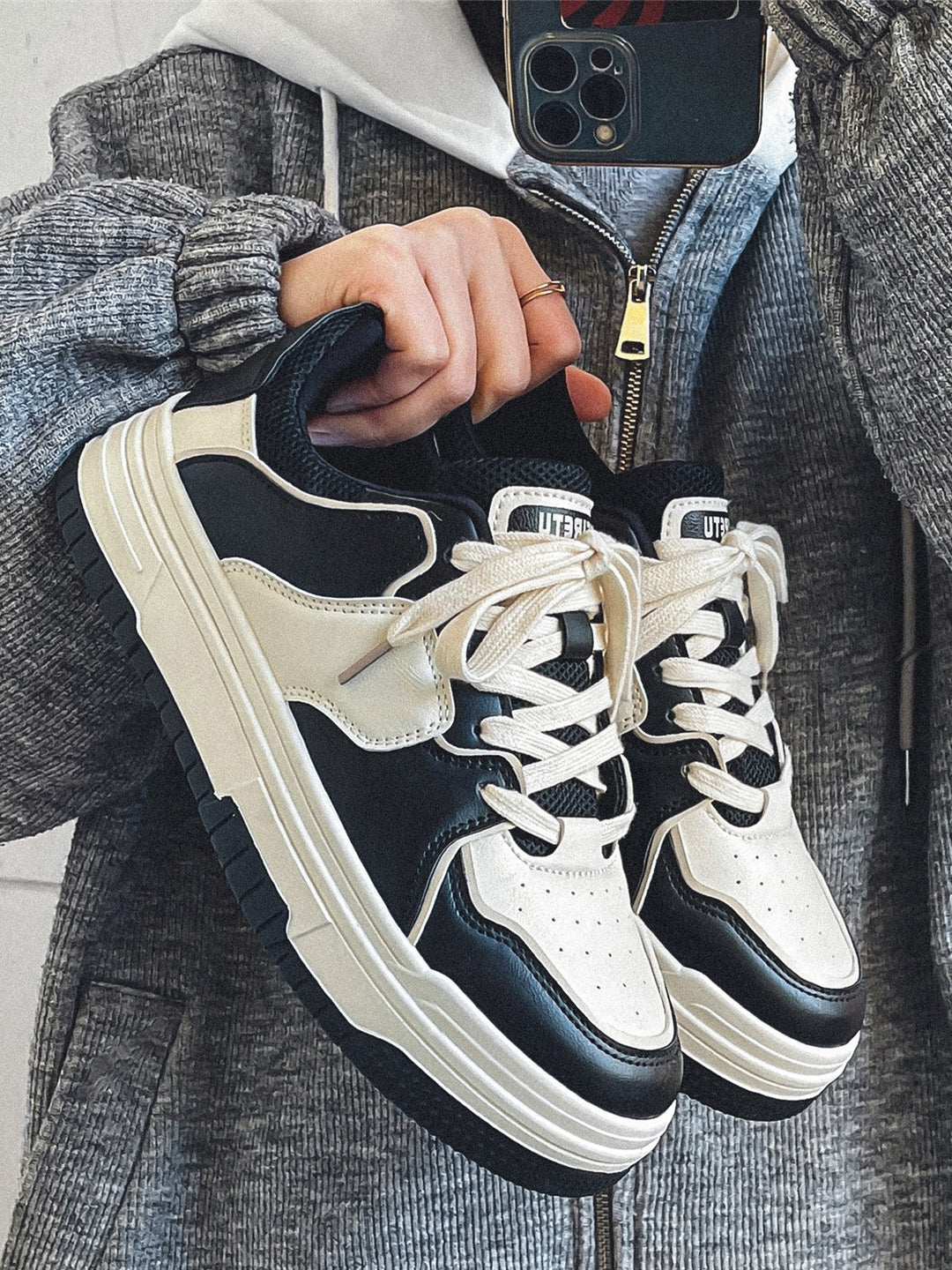 Damen modische Chunky Sneakers mit atmungsaktiver Mesh-Oberfläche und stabiler Sohle EB