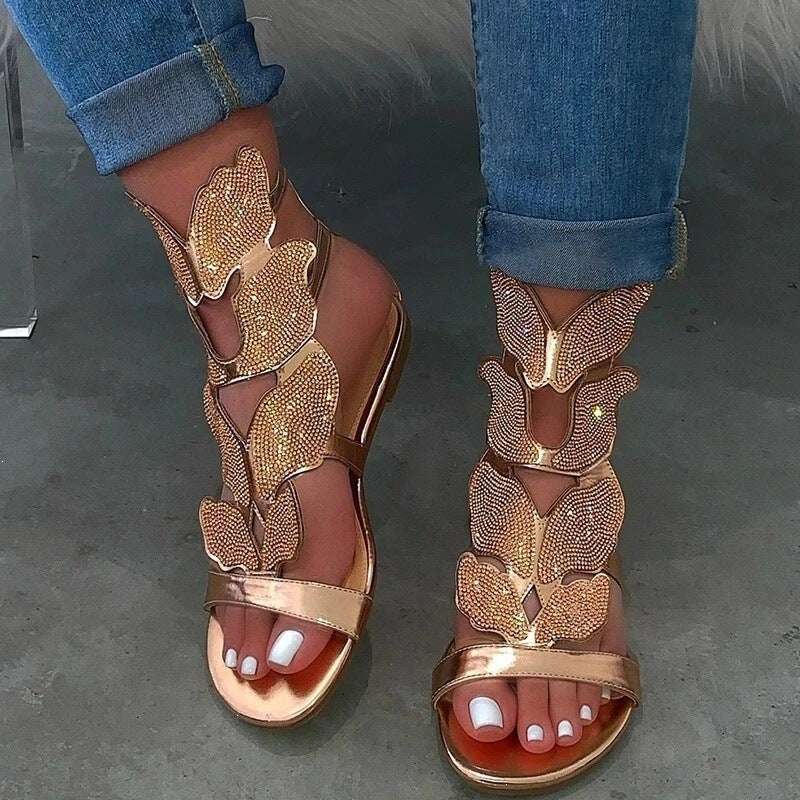 Damen Sandalen mit funkelnden Strass-Applikationen EB