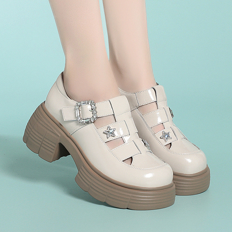 Damen Modische Plateau-Schuhe mit dekorativem Schnallen-Detail EB