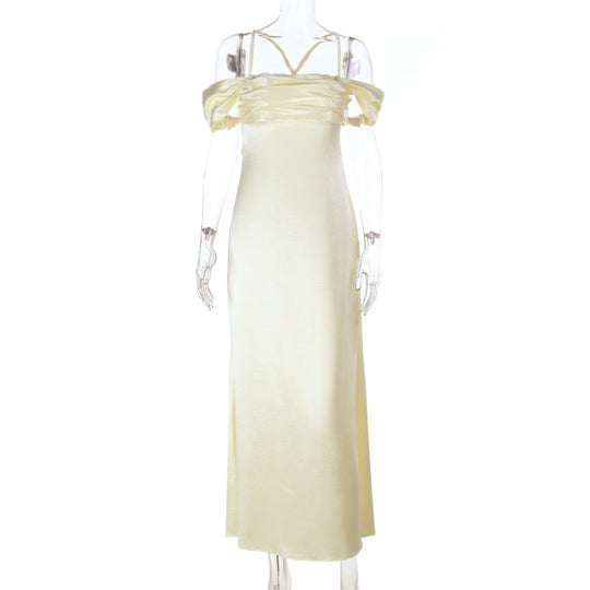 Damen Off-Shoulder Maxikleid mit elegantem Wickeldesign EB