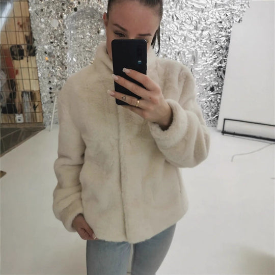 Damen Fleecejacke mit hohem Kragen und seitlichen Eingrifftaschen EB