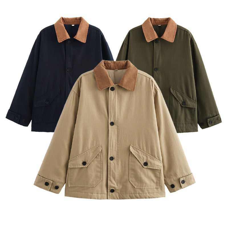 Damen Übergangsjacke mit Cordkragen und praktischen Taschen EB