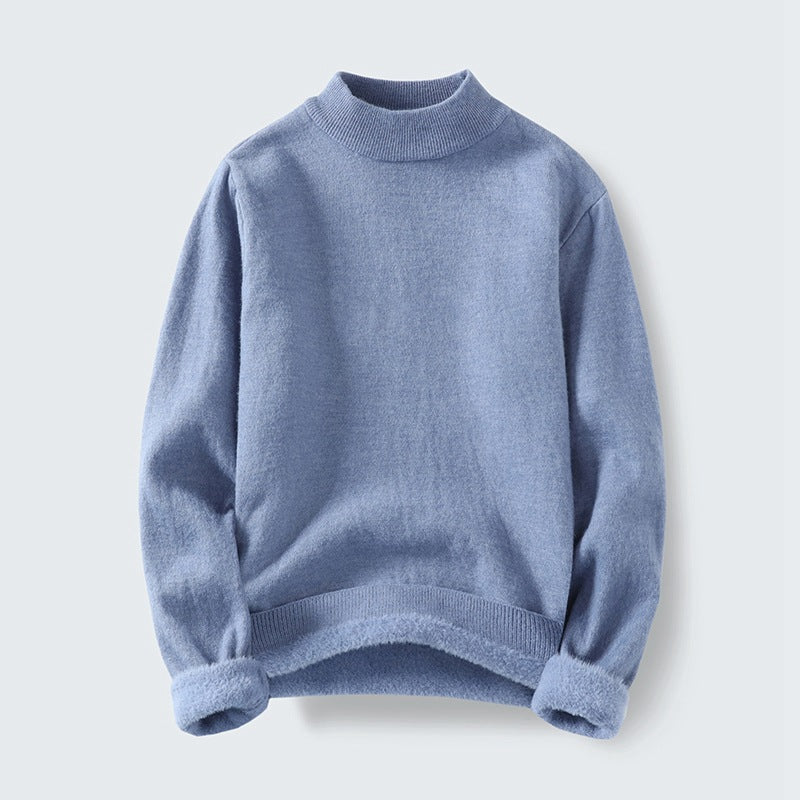 Damen Strickpullover mit hohem Kragen und weichem Innenfutter EB