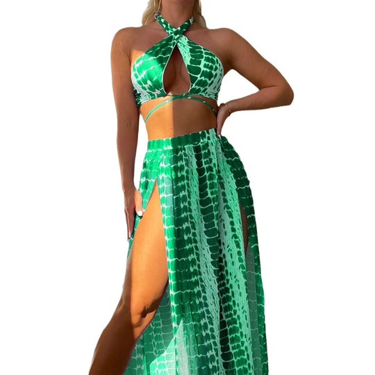 Damen Bikinistyle mit transparentem Maxirock EB