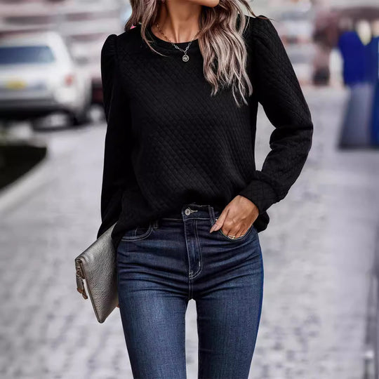 Damen Strukturierter Pullover mit puffärmeligen Details EB
