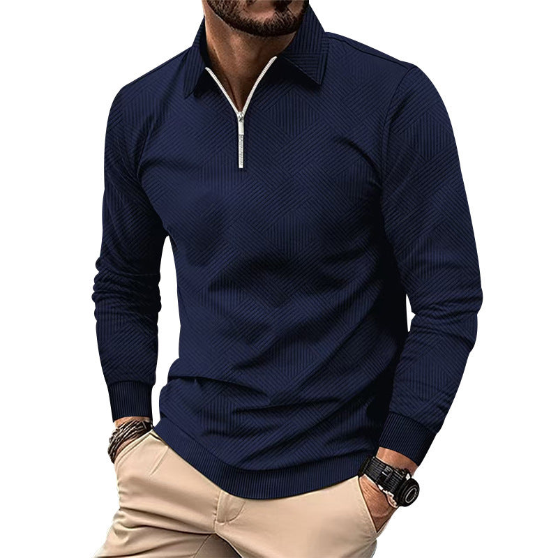 Herren modischer Stehkragenpullover mit strukturiertem Material EB