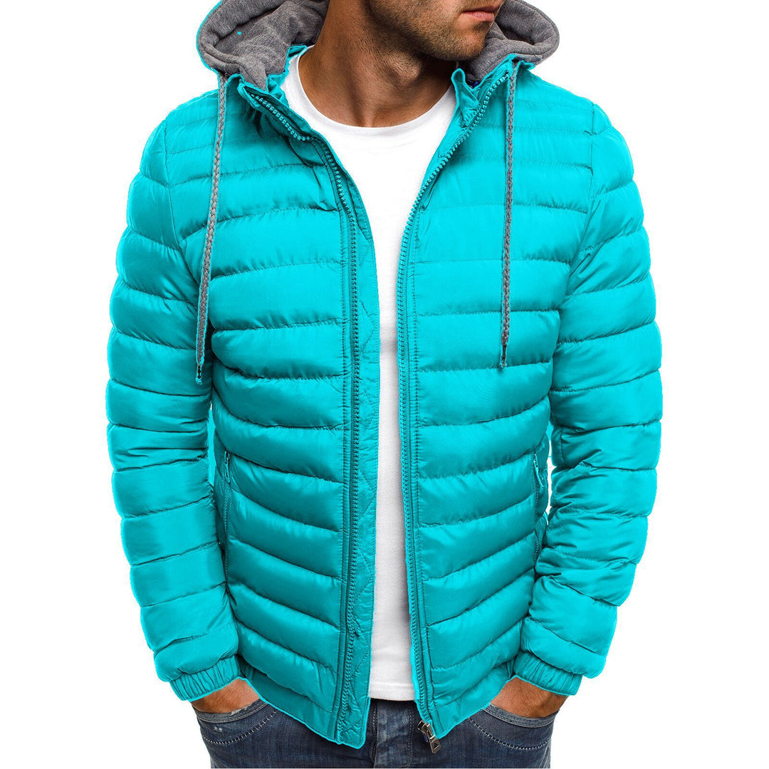Herren nan ultraleichte Steppjacke mit kontrastkapuze, Thermofüllung und elastischen Bündchen EB