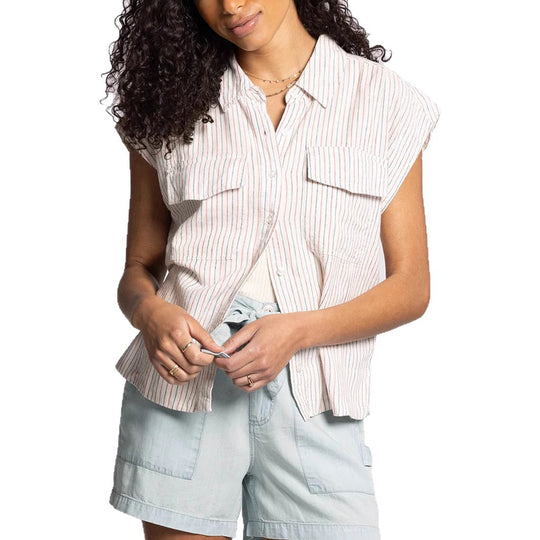Damen Kurzarm Hemdbluse mit praktischen Pattentaschen EB