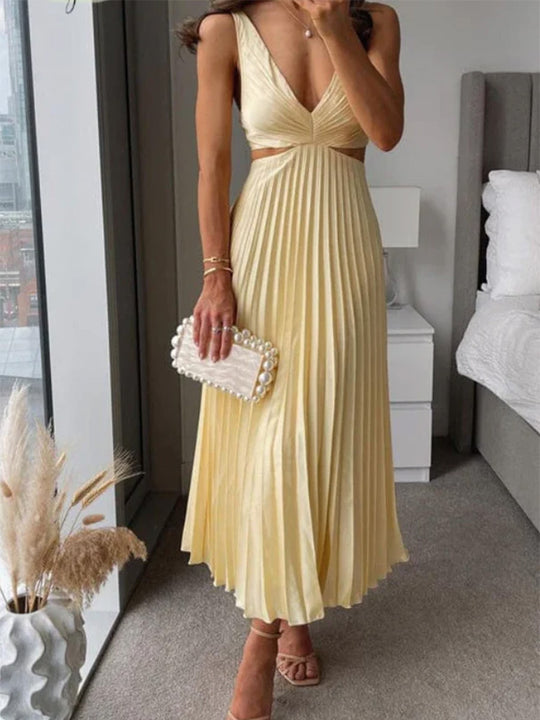 Damen Elegantes Maxikleid mit V-Ausschnitt und raffinierten Drapierungen EB