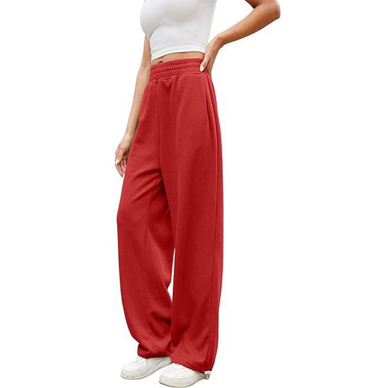 Damen nan locker fallende Sweatpants mit extra weitem Bein, hohem Bund und Kordelzug EB